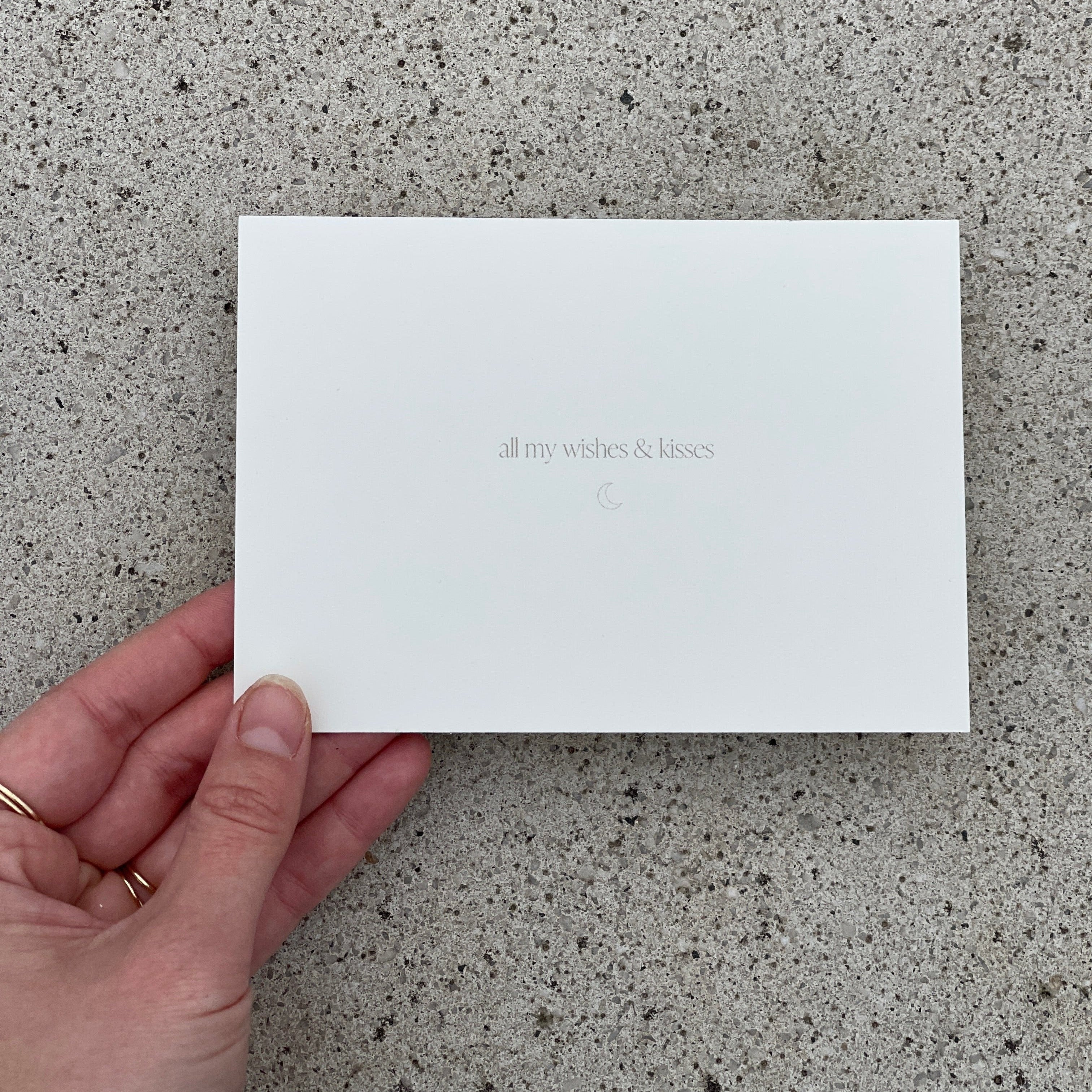 Postkarte-all-my-wishes-and-kisses-kathis Postkarte Grußkarte minimalistisch modern Kathis shoes Kathis Papeterie