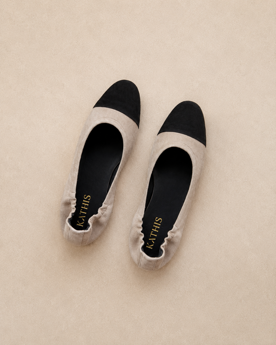 No.05 Ballerinas in Taupe Schwarz für Damen in den Größen 38 bis 46