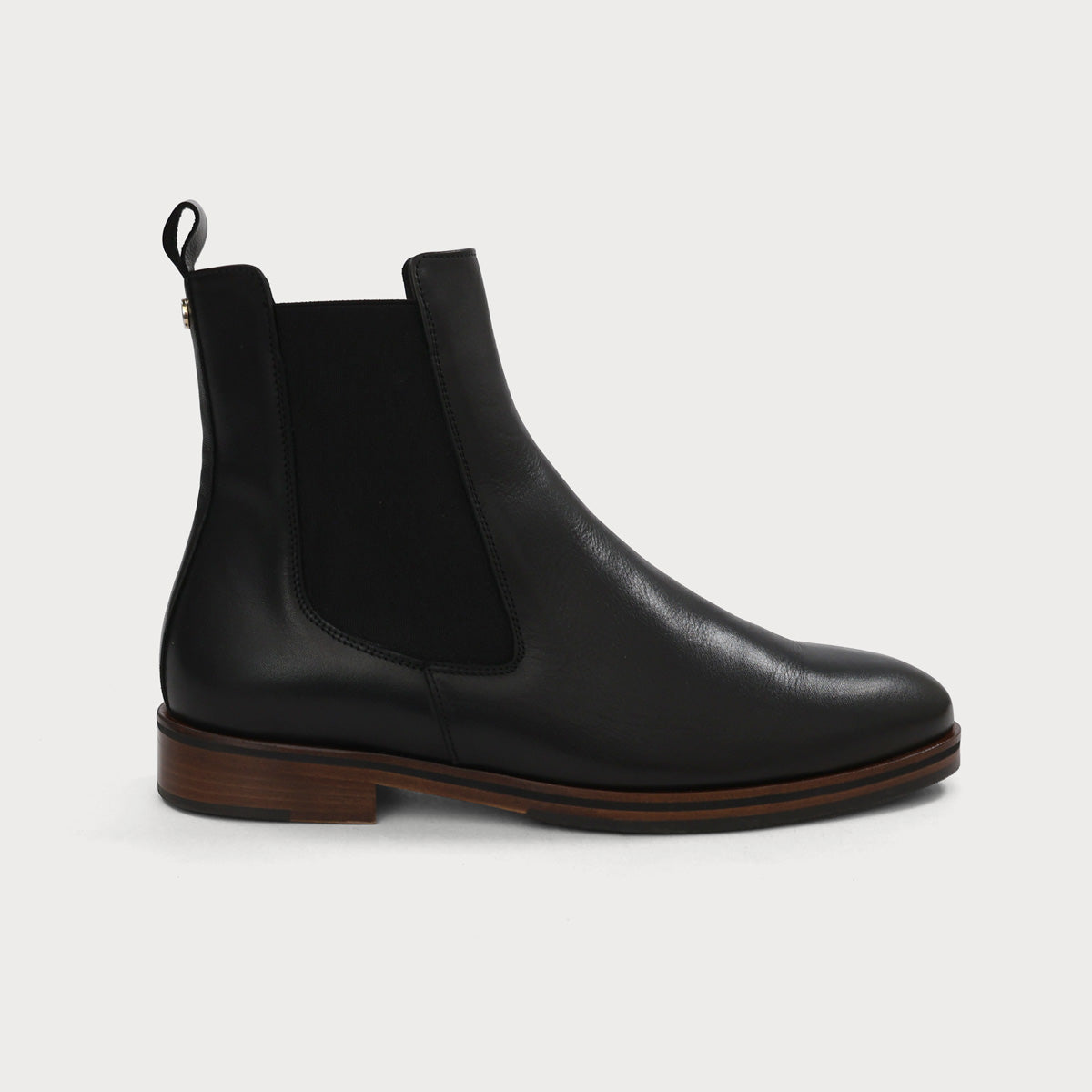 Chelsea Stiefelette in Übergröße aus Leder – Seitenansicht der Lederstiefelette für Damen No.01