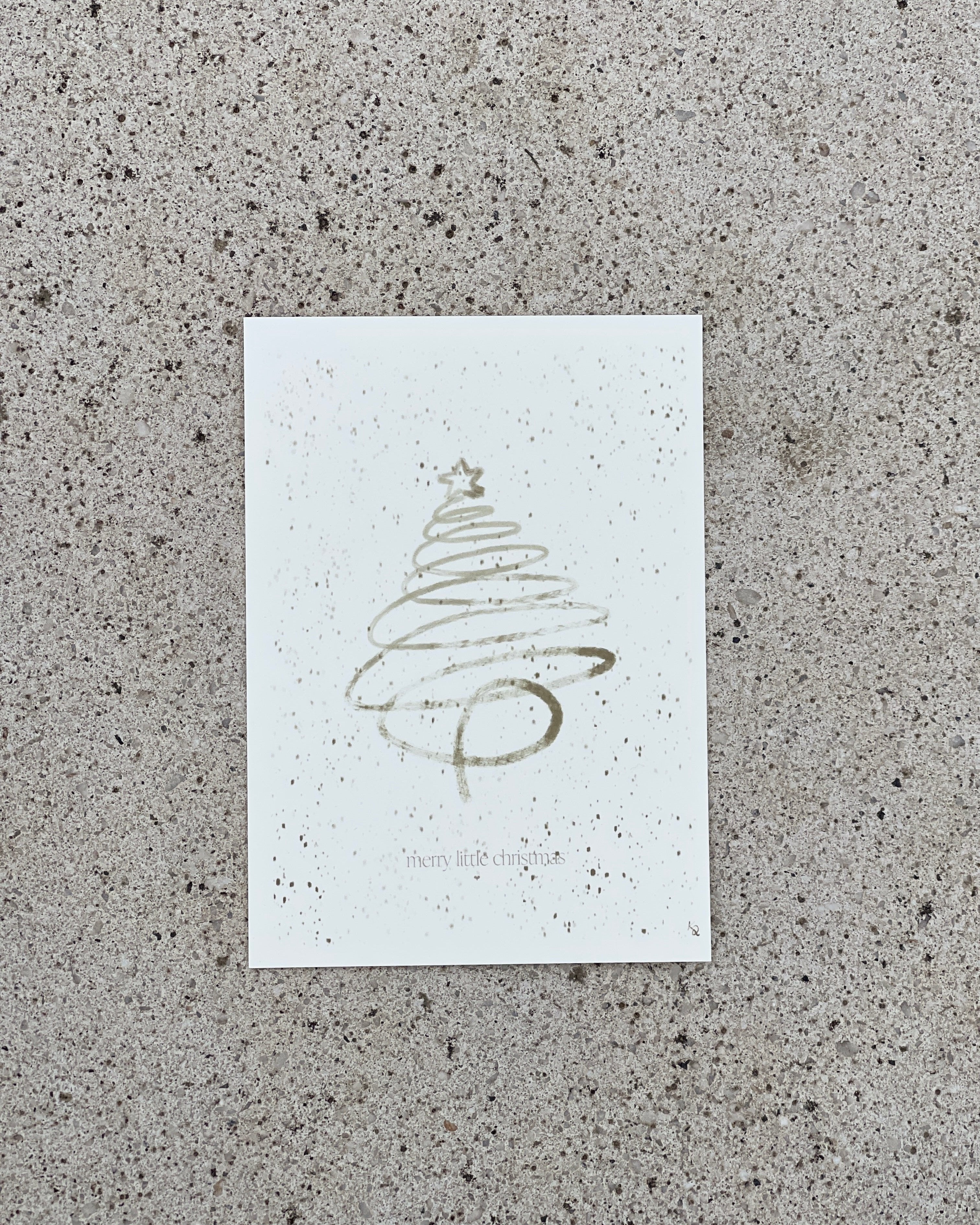 "Handgefertigte Weihnachtskarte 'Merry Little Christmas' im DIN-A6-Format, gestaltet auf hochwertigem Papier mit festlichem, minimalistischem Design."
