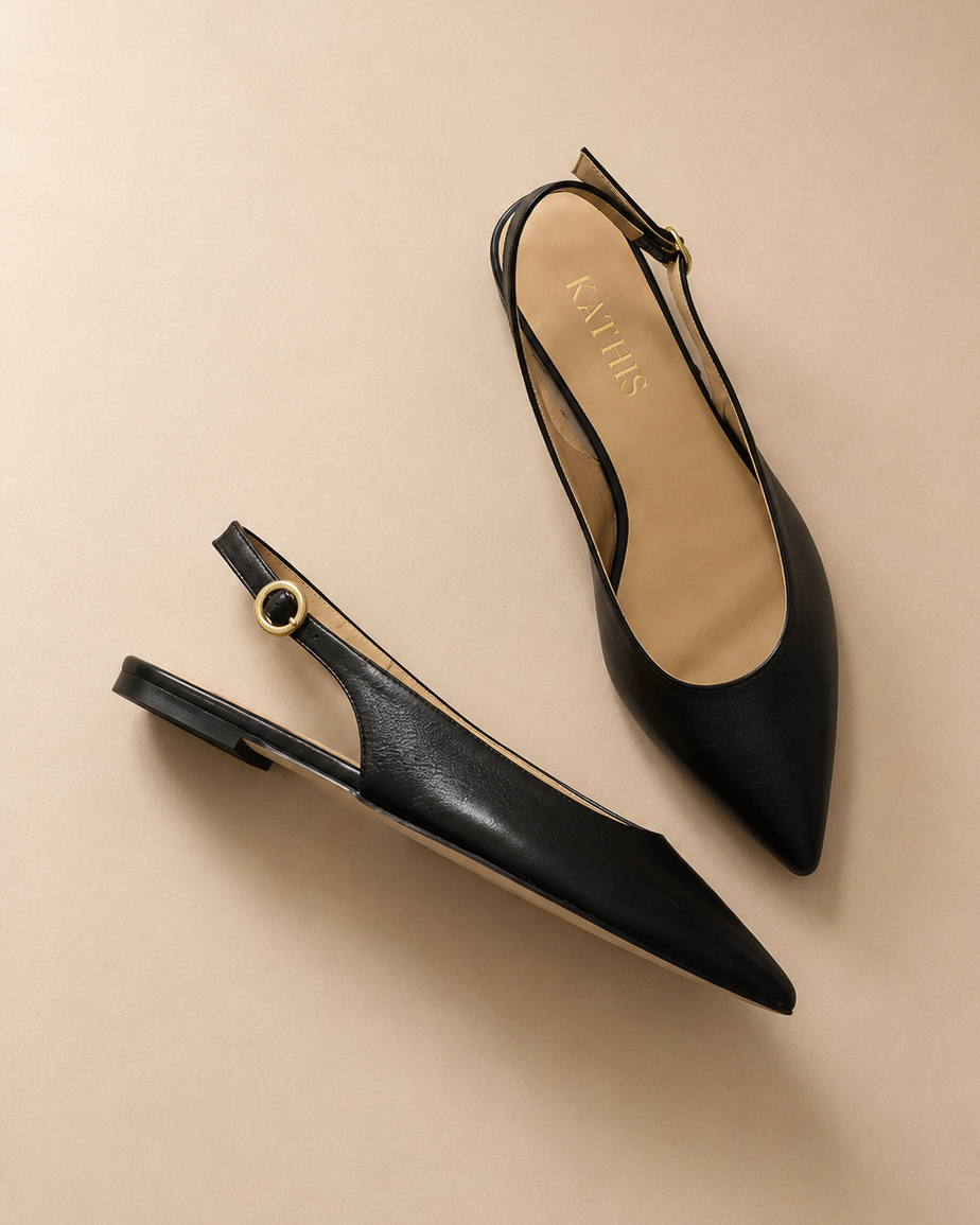 Slingback Ballerinas in Übergröße schwarz No.06 Damen Schuhe Größe 42–46