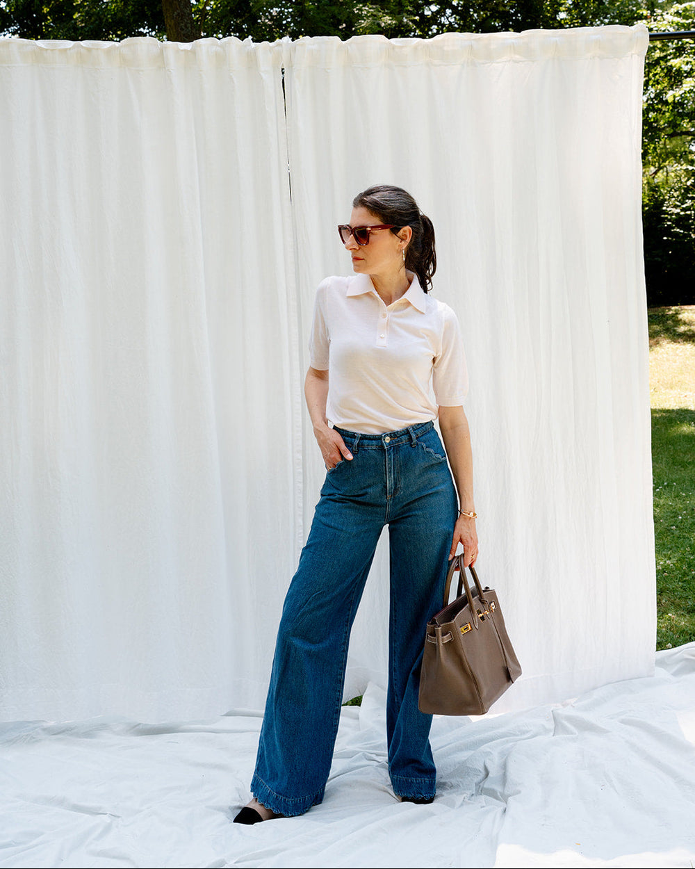 No.05 Ballerinas in Taupe kombiniert zu einem eleganten Sommerlook für Damen in den Größen 38 bis 46